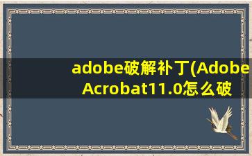 adobe破解补丁(Adobe Acrobat11.0怎么破解,求补丁还有注册机)